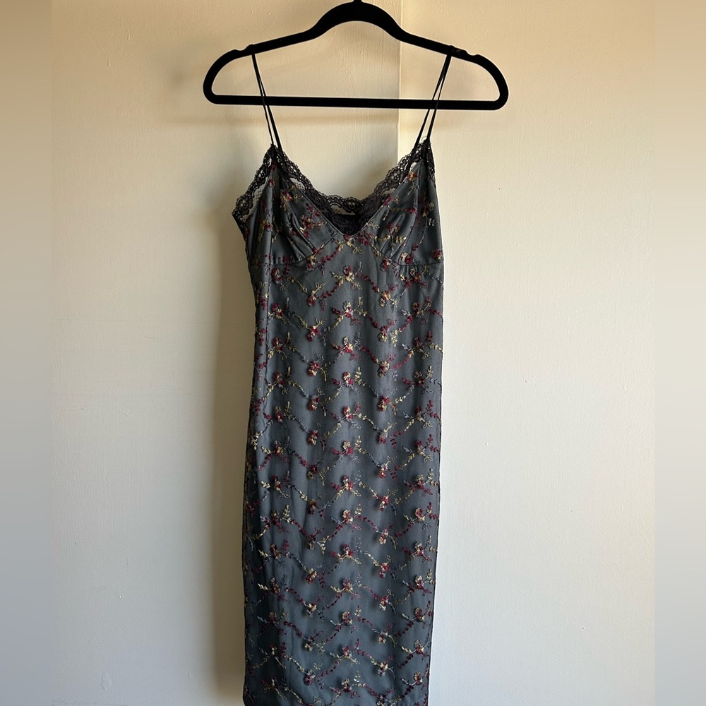 Luna Blue Floral Embroidered Dress